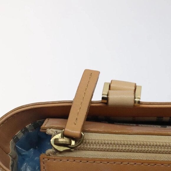 BURBERRY Hand Bag Leather Beige Gold Auth BA1806 - Picture 2 of 16